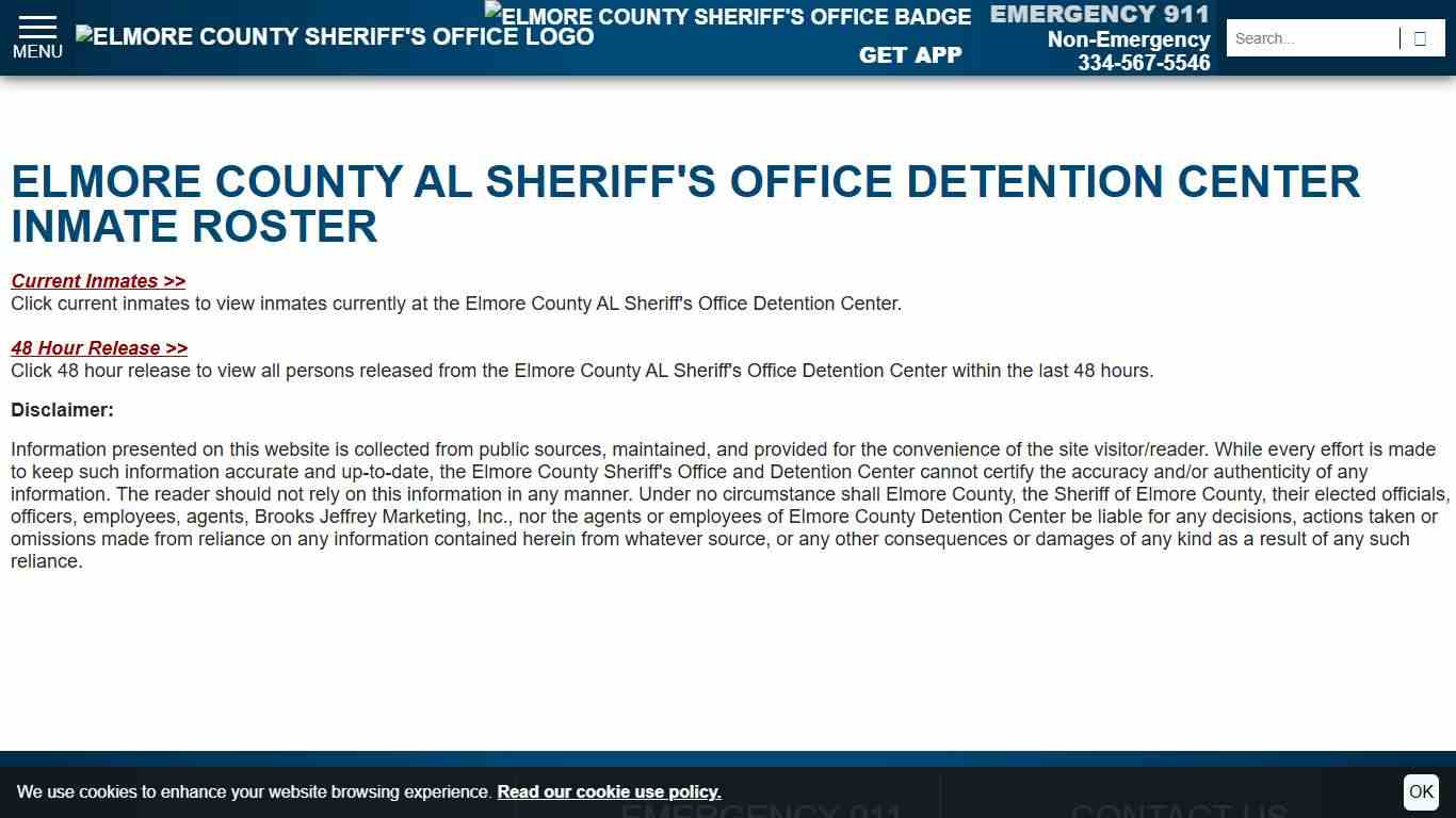 Inmate Roster Disclaimer Elmore County Sheriff's Office