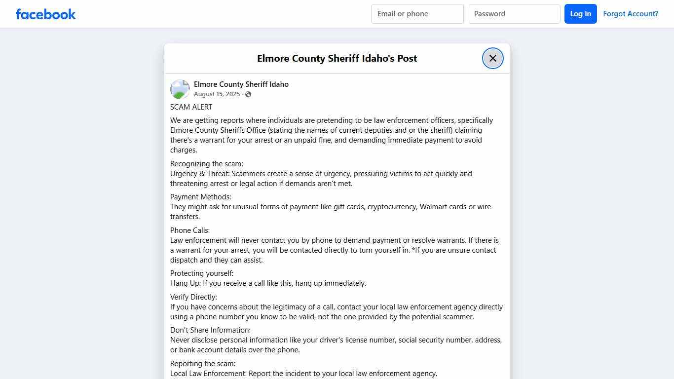 SCAM ALERT We are getting... - Elmore County Sheriff Idaho Facebook
